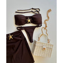 Conjunto de Biquíni Feminino 3 Peças com Bojo Removível