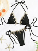 Biquíni Cortininha Areia com Amarração Ajustável