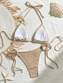 Biquíni Cortininha Areia com Amarração Ajustável