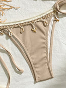 Biquíni Cortininha Areia com Amarração Ajustável