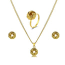 Conjunto de Joias Douradas Elegantes – Colar, Brincos e Anel