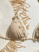 Biquíni Cortininha Areia com Amarração Ajustável