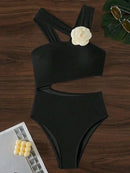 Maiô Flor no Peito e Lateral Aberta